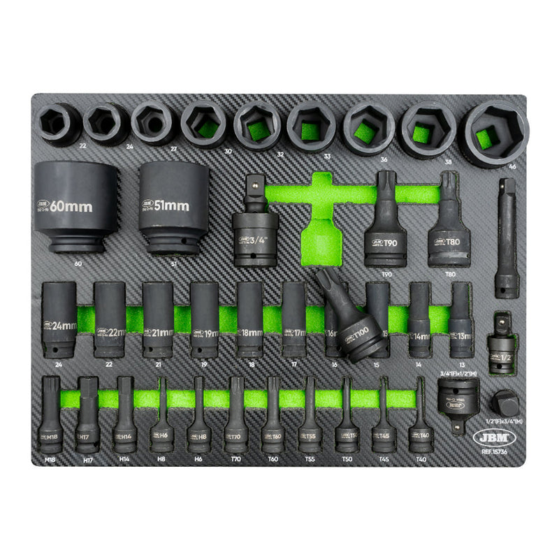 JBM (15736) Vasos de impacto en bandeja de EVA