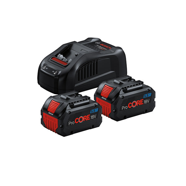 Conjunto de energia Bosch 2x ProCORE18V 5,5Ah + GAL 1880 CV Profissional