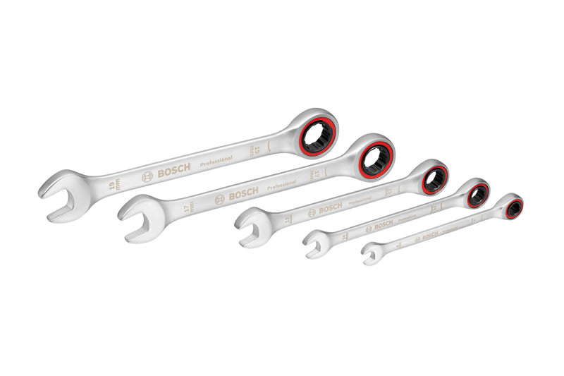 Bosch combination wrench 5pc Ratchet Set satin
