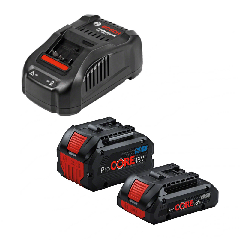 Conjunto de energia Bosch ProCORE18V 4,0 Ah + 5,5 Ah + GAL 1880 CV Profissional