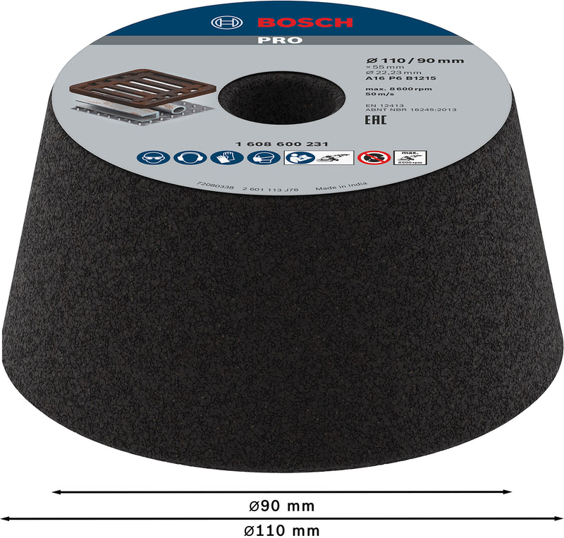 Muela cónica de metal Bosch PRO, 90 x 110 x 55 mm, G16