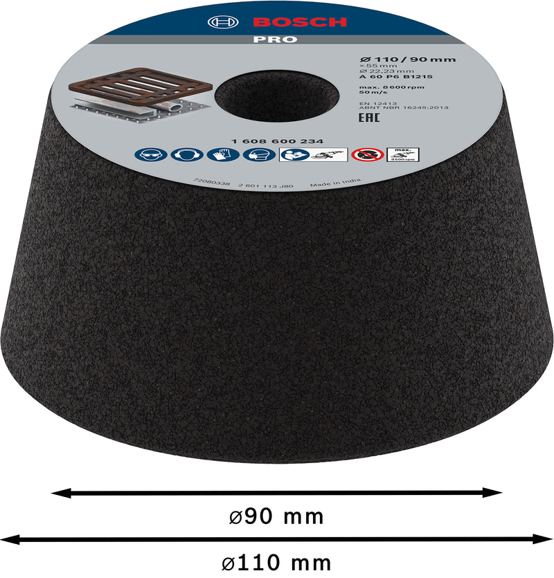 Muela cónica de metal Bosch PRO, 90 x 110 x 55 mm, G60