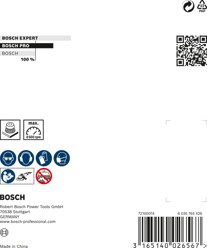 Escova tipo copo Bosch M14 90 mm, com nós, aço de 0,8 mm