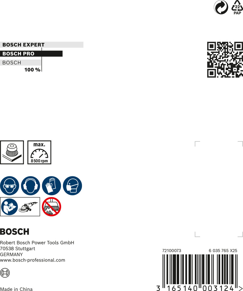 Bosch M14 Cup Brush 90mm, Knotted, 0.5mm Steel