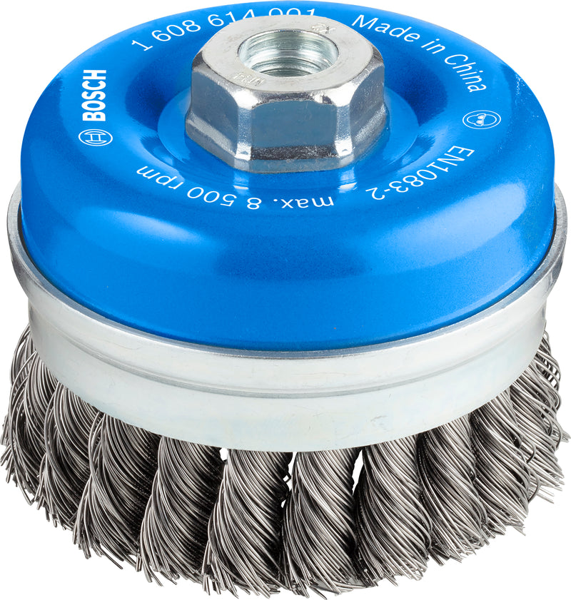 Bosch M14 Cup Brush 90mm, Knotted, 0.5mm Steel