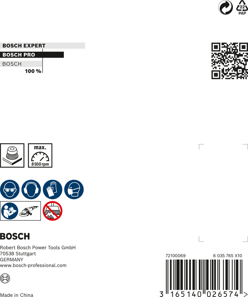 Escova tipo copo Bosch M14 100 mm, com nós, aço 0,8 mm