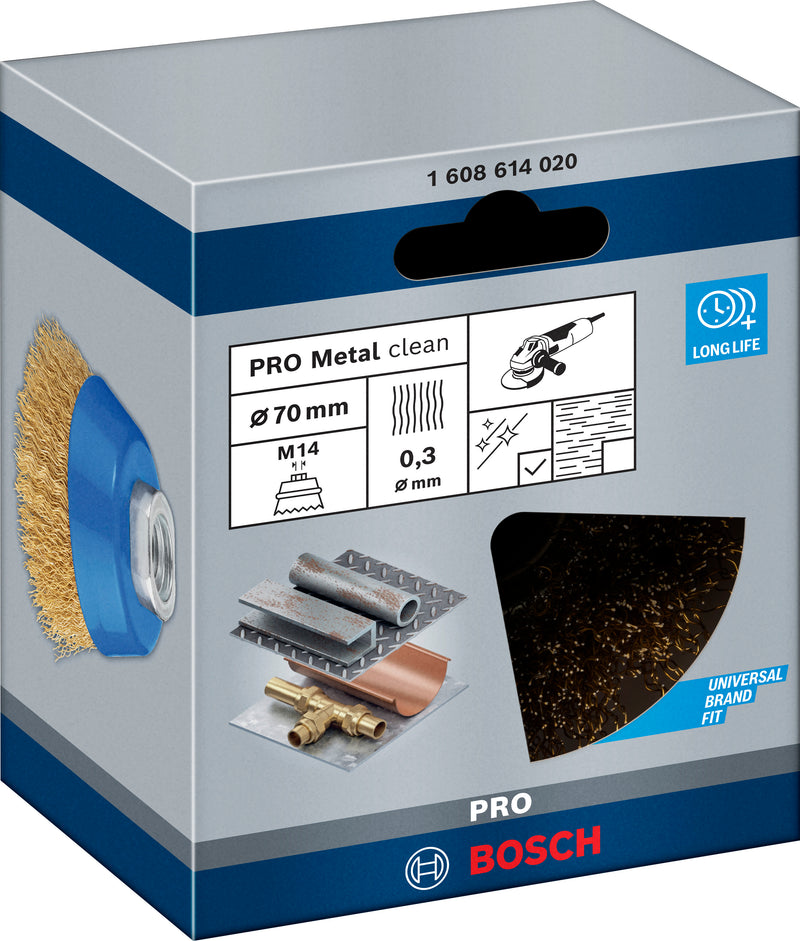 Bosch M14 Cup Brush 70mm, Crimped, 0.3mm Brass