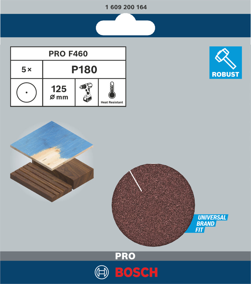 Folha de lixa Bosch EfWP, 125 mm, G180, 5x