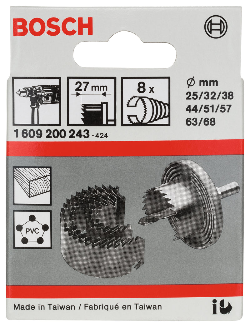 Conjunto de serras copo Bosch, 8 unidades, 25 - 68 mm