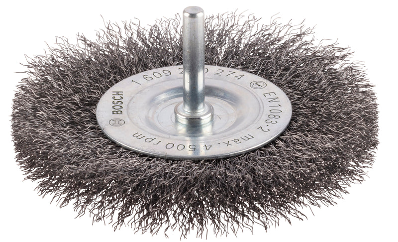 Roda de arame Bosch com haste de 6 mm, 100 mm, ondulada,