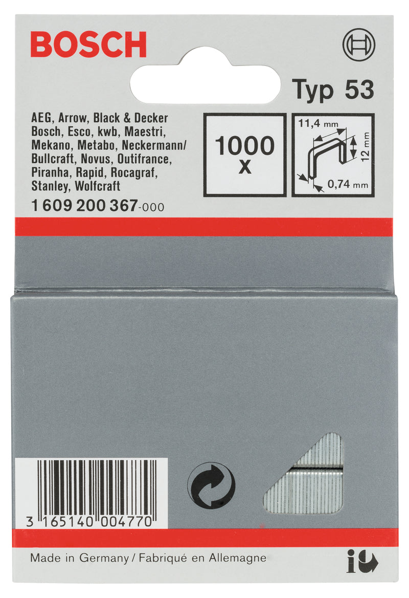 Grampo de arame fino Bosch Staples 11,4/12 MM
