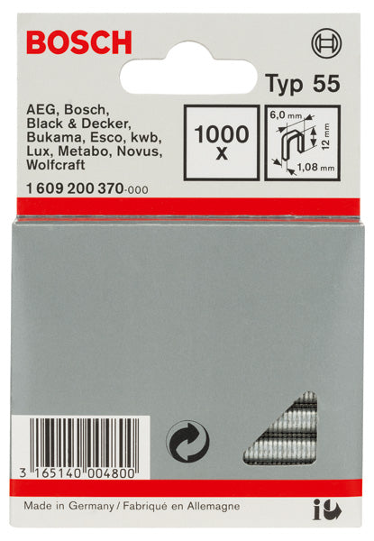 Bosch 6 / 12 MM Small Back Staples, Type 55