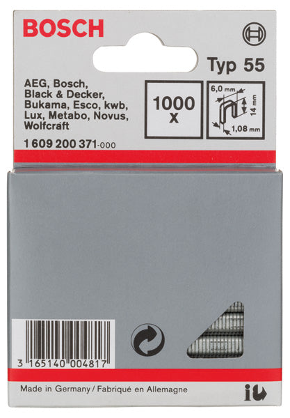 Bosch 6 / 14 MM Small Back Staples, Type 55