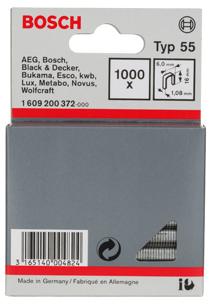 Bosch 6 / 16 MM Small Back Staples, Type 55
