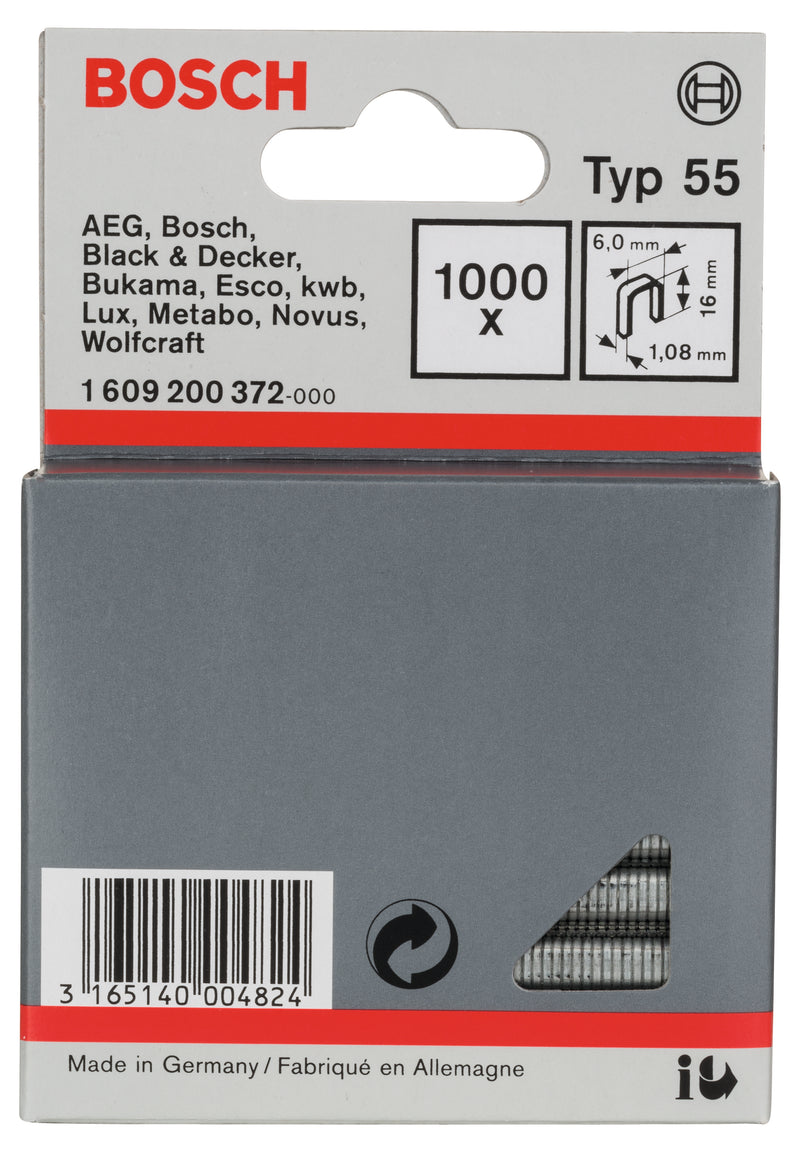 Bosch 6 / 16 MM Small Back Staples, Type 55