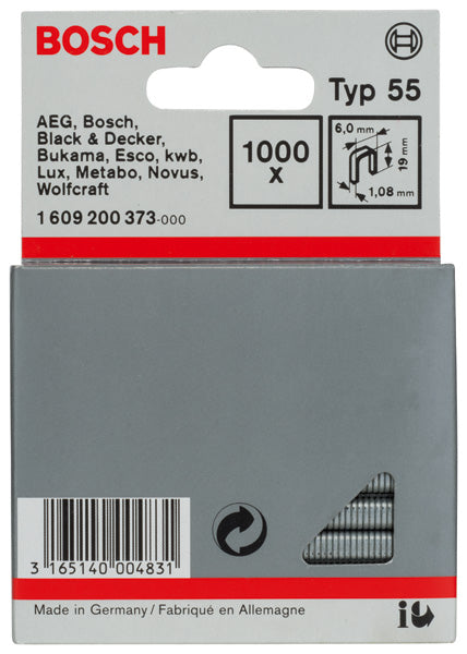 Bosch 6 / 19 MM Small Back Staples, Type 55