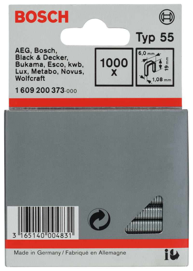 Bosch 6 / 19 MM Small Back Staples, Type 55