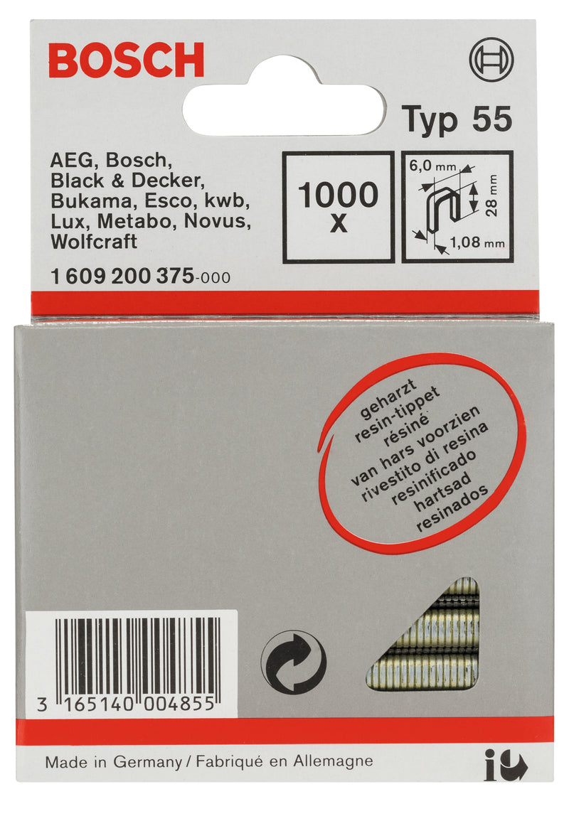Bosch 6 / 28 MM Small Back Staples, Type 55