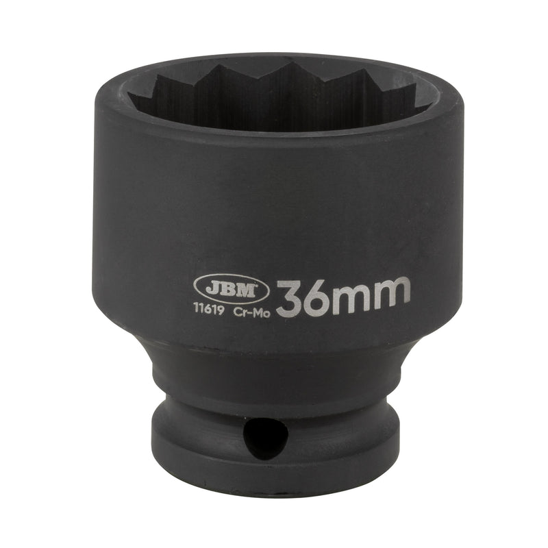 JBM (16569) Short 12-Point Impact Socket - 1/2" 36mm
