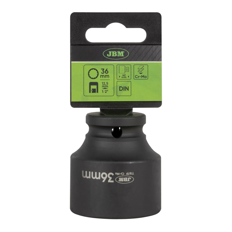JBM (16569) Short 12-Point Impact Socket - 1/2" 36mm