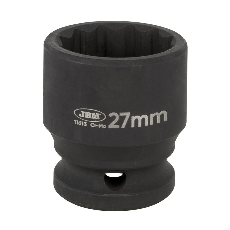JBM (16570) 12-Point Short Impact Socket - 1/2" 27mm