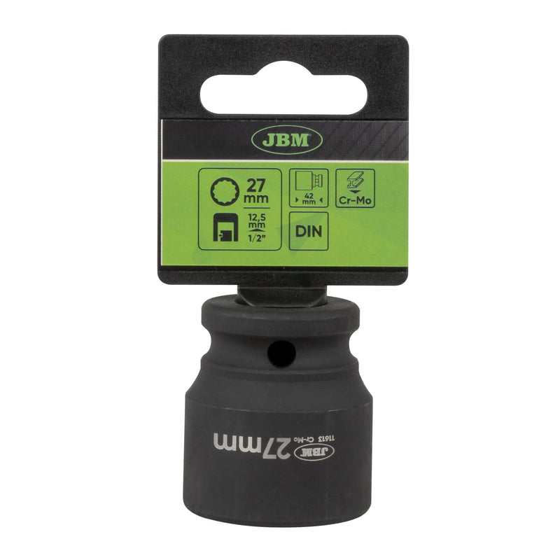 JBM (16570) 12-Point Short Impact Socket - 1/2" 27mm