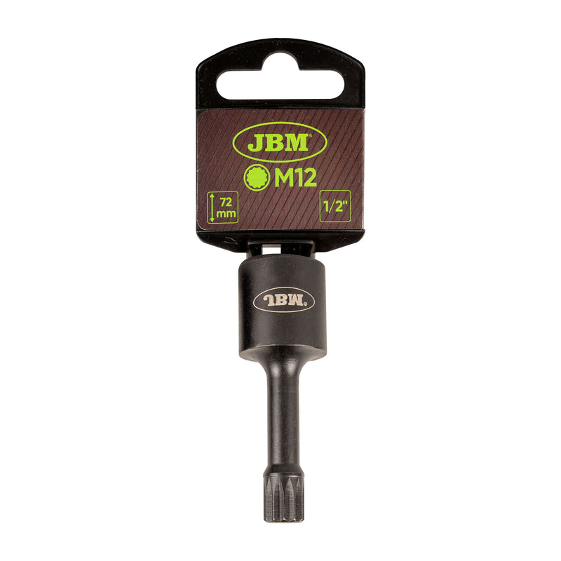 JBM (16718) Vaso de impacto especial de 1/2" para tornillos estriados (Xzn), 72 mm, M12