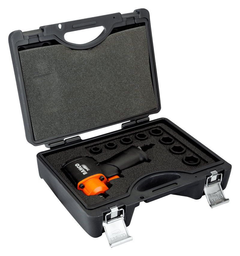 Conjunto de micro pistola de impacto Bahco (BPC813K1) de 1/2" com chaves de impacto curtas