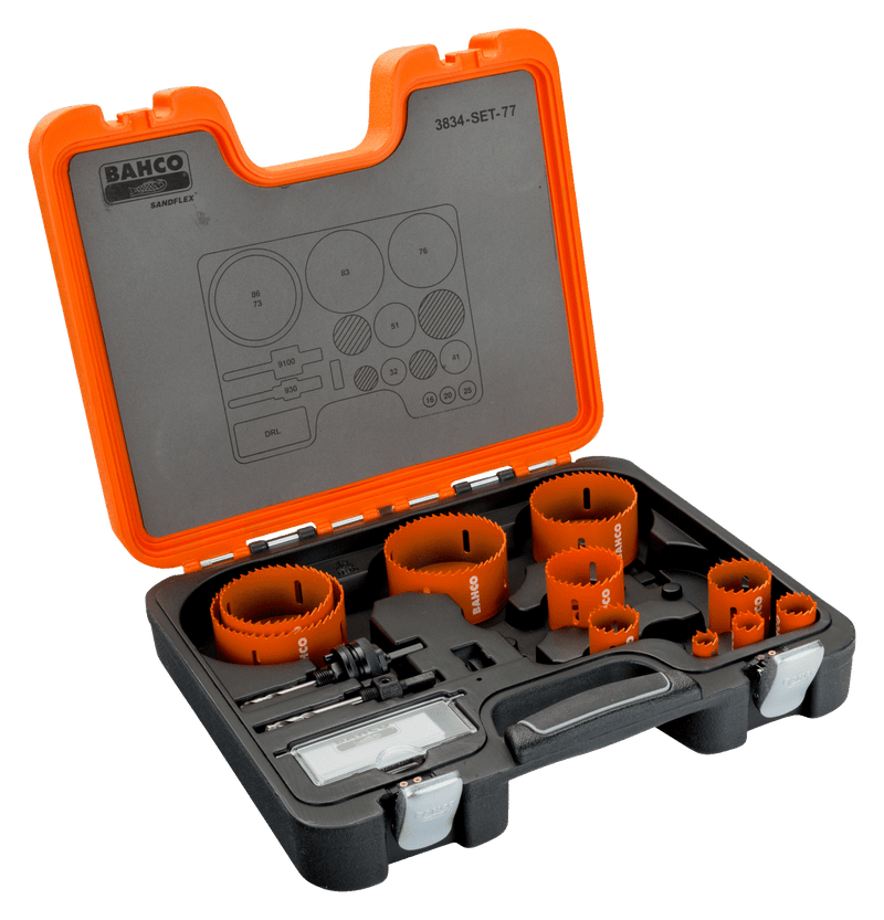 Serra copo bimetálica Bahco (3834-SET-77) Sandflex® - dimensões mais comuns em engenharia, água e saneamento e instalações elétricas