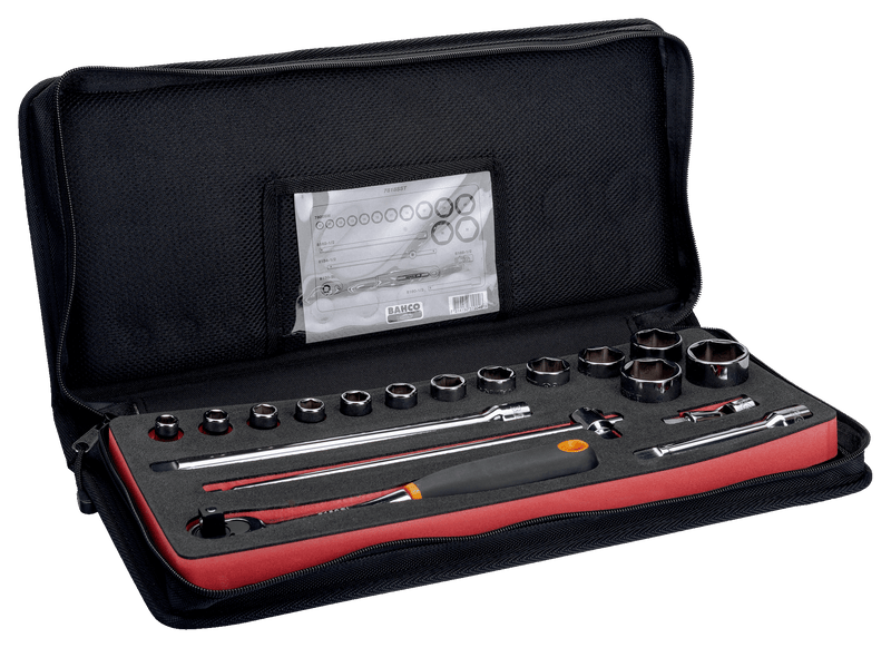 Juego de llaves de tubo Bahco (7818SST) de 1/2", 18 piezas