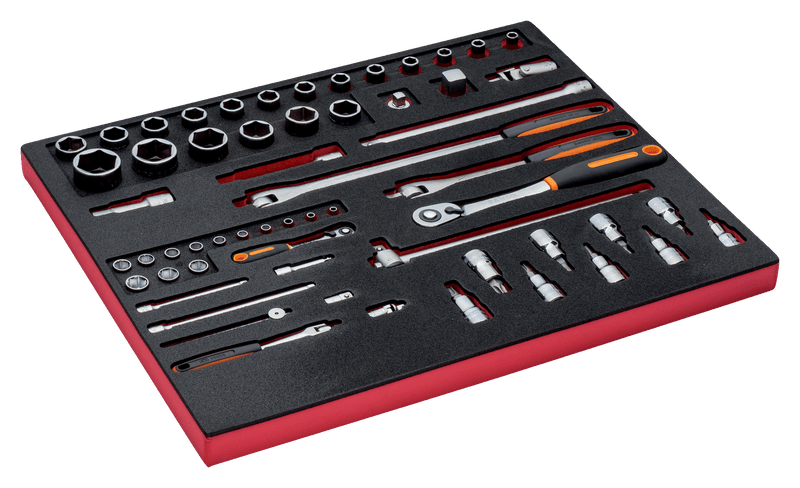 Vasos y accesorios Bahco (FF1A137) de 1/4”-1/2”, 59 piezas