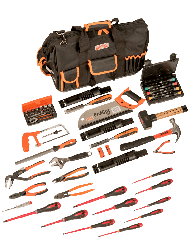 Bahco (4750FB2-19TS001) 4750FB2-19A Bolsa com 61 ferramentas de manutenção