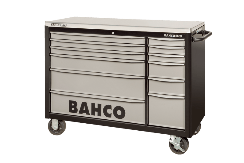 Carrinhos de ferramentas de bancada dupla Bahco (1471KXXL12BKTSS) de 53" com 12 gavetas - 1016 mm x 501 mm x 1440 mm
