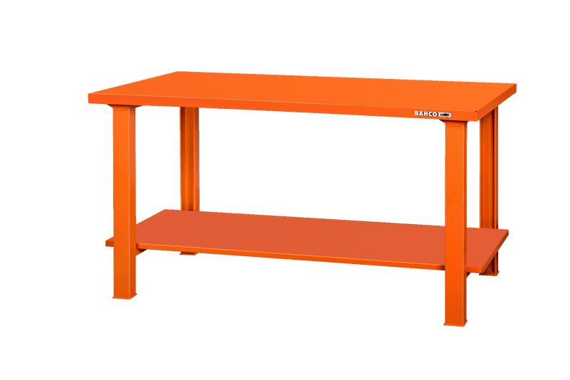 Bahco (1495WB18TSBT) Heavy duty workbenches with steel top and 4-legged bottom tray - 1800 mm
