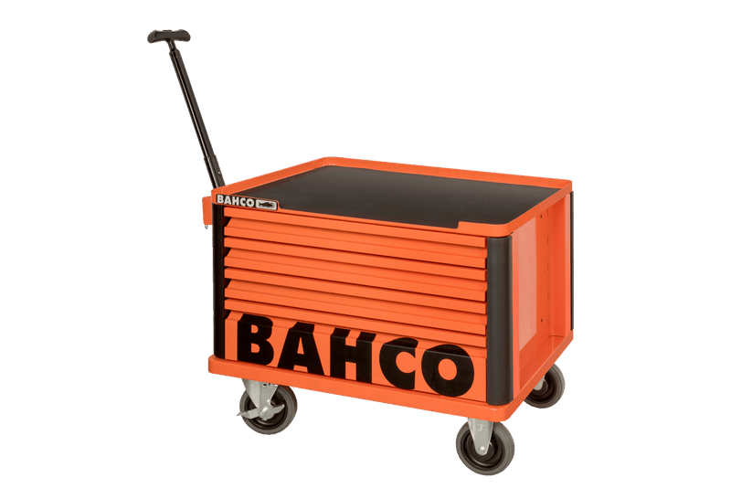 Bahco (1482K4W) Cómodas superiores para cubo de armazenamento E72 de 26" com rodas e 4 gavetas - Laranja - 693 mm x 510 mm x 542 mm