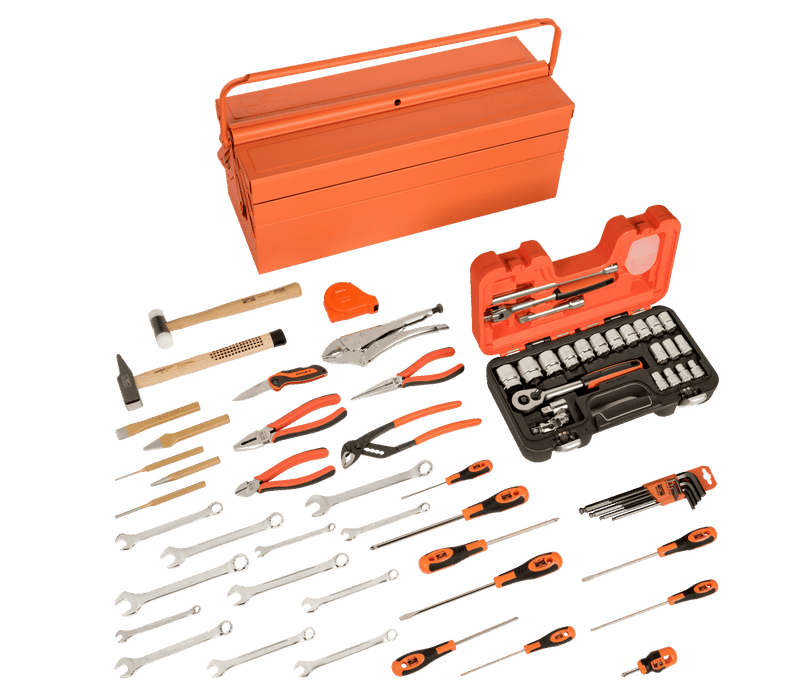 Bahco (3149-ORTS1) Caixa de ferramentas em metal cantilever para caixa de ferramentas de uso geral - 69 peças