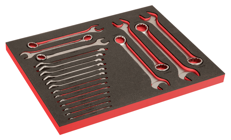 Bahco (FF1A198LM) 3/3 Fit&Go Combination Wrench Set with Laser Marked Foam Insert - 20 Pieces