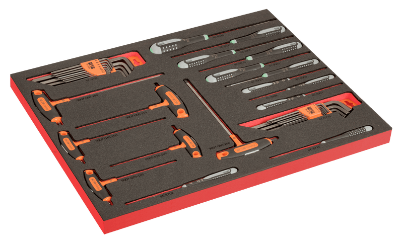 Bahco (FF1A202LM) Set of L-shaped screwdrivers, T-handle screwdrivers and ERGO screwdrivers in laser-marked foam insert 3/3 Fit&Go - 39 pieces