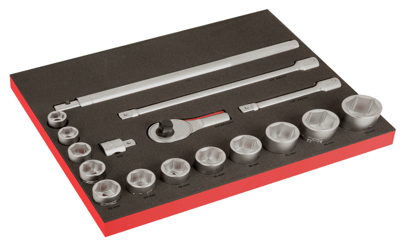Bahco (FF1A206LM) 3/4" Socket Wrench Set with Laser Marked Foam Insert 3/3 Fit&Go - 17 Pieces