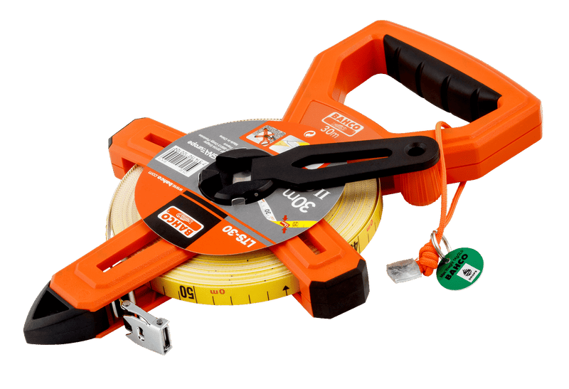 Cinta métrica Bahco (TAHLTS-30) de gran longitud con hoja recubierta de nailon y estuche abierto con presilla de alambre textil Dyneema - 30 m