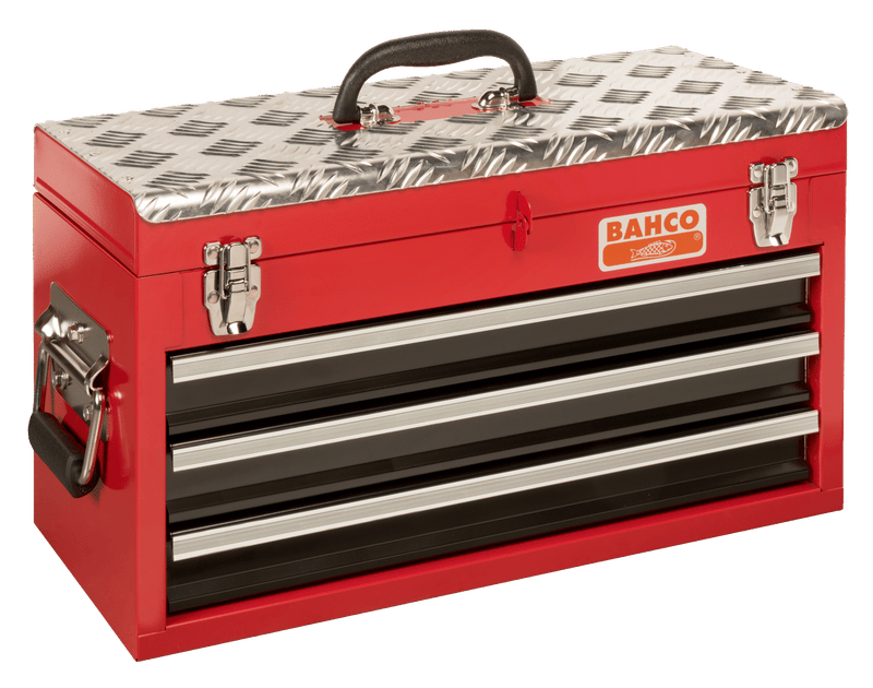 Caixas de ferramentas metálicas para serviços pesados ​​​​Bahco (1484THD3RB) com 3 gavetas - 310 mm x 455 mm x 192 mm