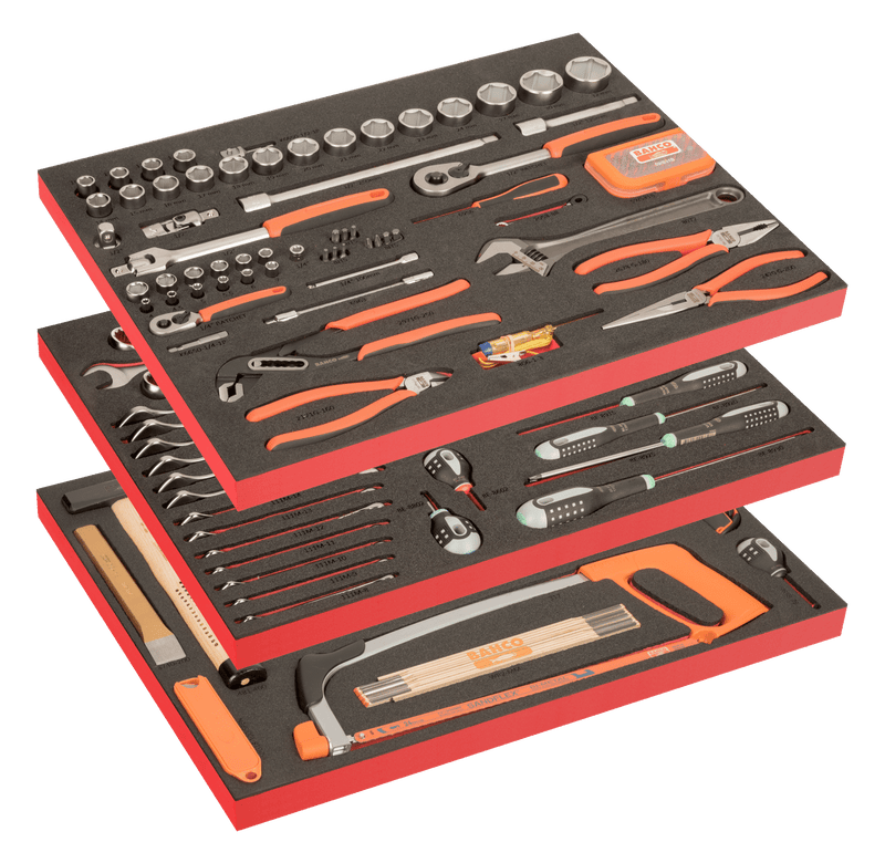 Bahco (FF1ASET-BASIC) 3 Multi-Purpose Foam Tool Kits - 158 Pieces