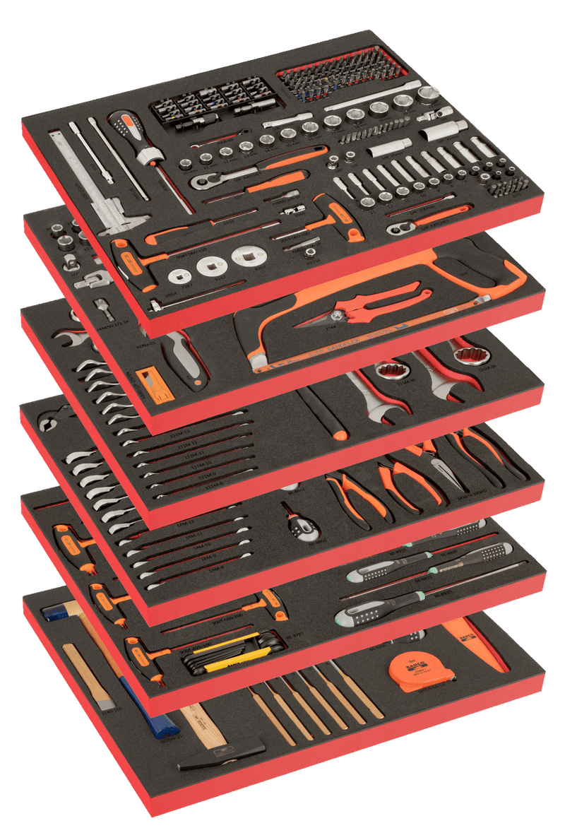 Bahco (FF1ASET-LARGE) 6 Multi-Purpose Foam Tool Kits - 346 Pieces
