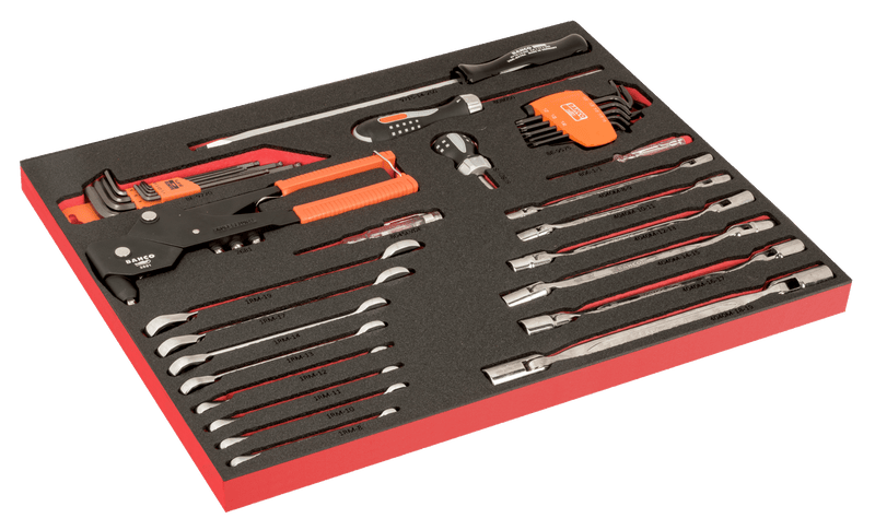 Bahco (FF1A221LM) Combination ratchet wrench, swivel head wrench and L-wrench set with laser-marked foam insert 3/3 Fit&Go - 42 pieces