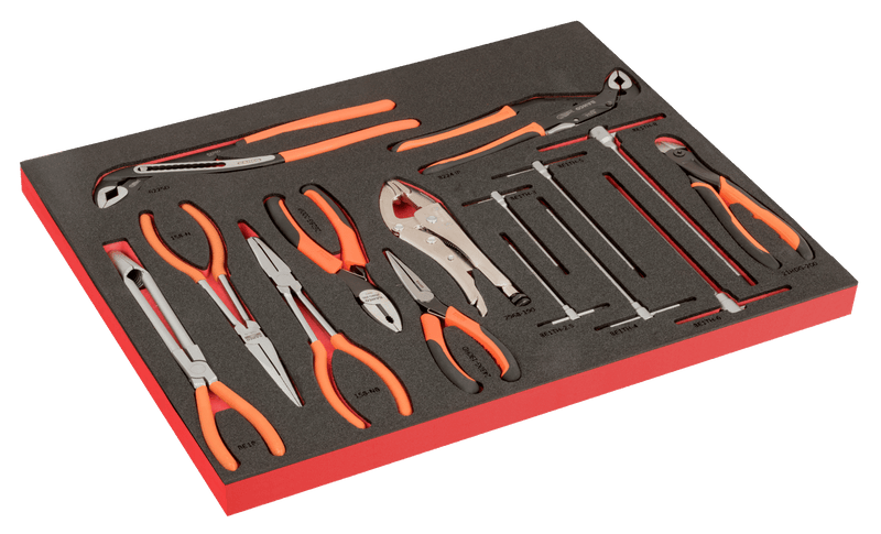 Bahco (FF1A223LM) T-type hex wrenches and pliers in laser-marked foam insert 3/3 Fit&Go - 15 pieces