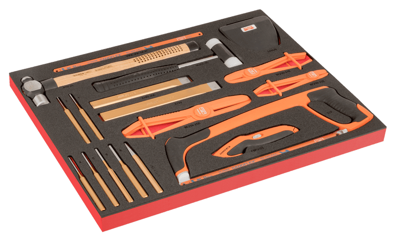 Bahco (FF1A224LM) 3/3 Fit&Go Laser Marked Foam Insert Hammer, Cutting Tools, and Cable Tie Set - 26 Pieces