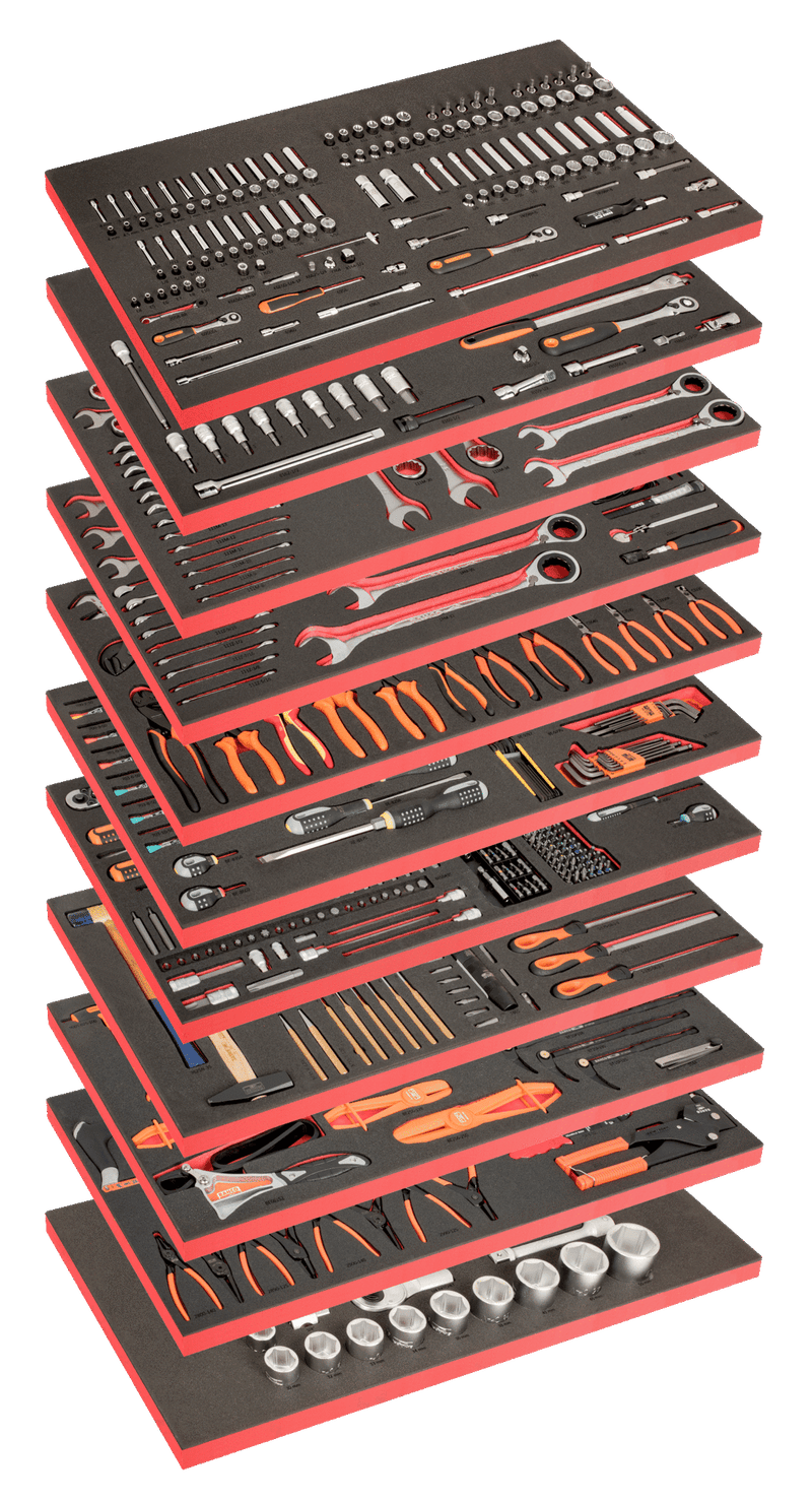 Bahco (FF1BSET-MONSTER) 11 Multi-Purpose Foam Tool Kits - 758 Pieces