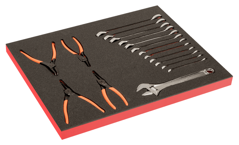 Bahco (FF1A230) Fit&Go 3/3 Foam Insert Retaining Ring Screwdriver and Plier Set - 17 Pieces