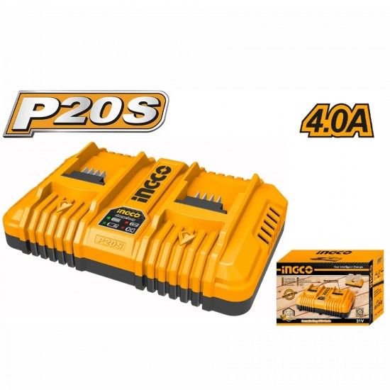 INGCO (FCLI2034E) Lithium Dual Port Fast Charger 20V