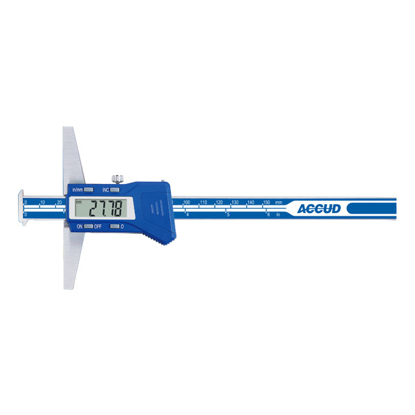 Accud (174) Paquímetro de Profundidade Digital de Gancho Duplo